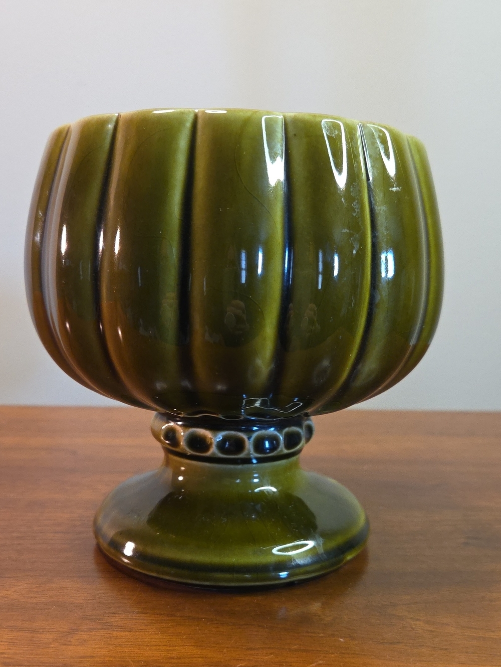 Mid Century Modern Olive Colored Ceramic Planter  Stamped USA 491